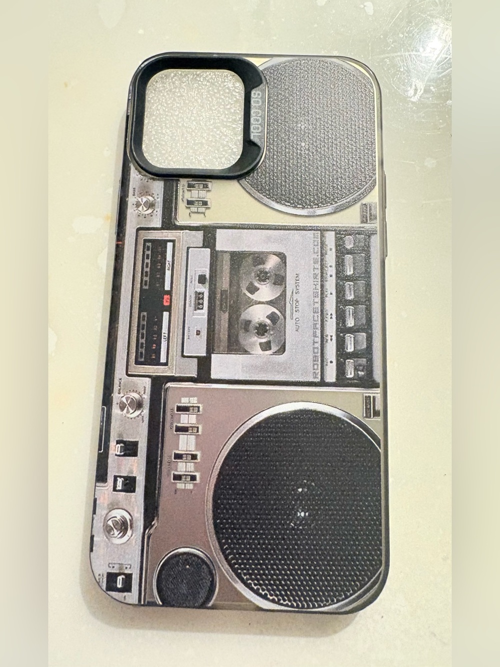 Black Silver Retro Cassette Tape Pattern Hard Plastic Back Case for iPhone 12
